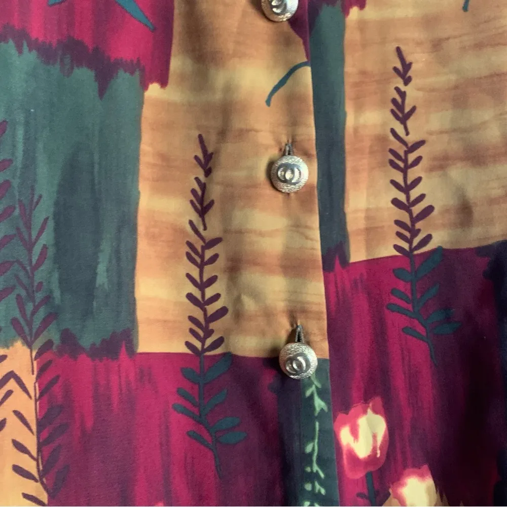 Elizabeth Williams Vintage 80s Autumn Printed Blazer Jacket XL Brown - Image 3