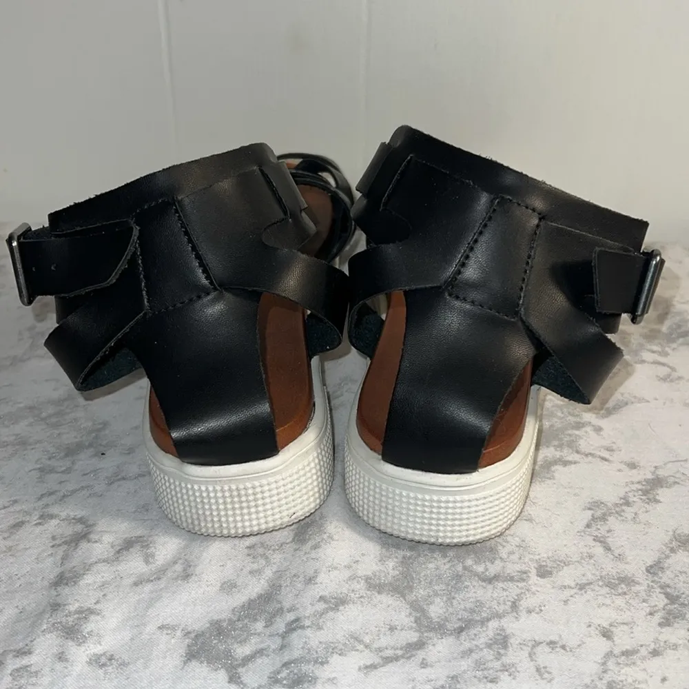 Mia Black Strap Sandals Ankle Straps Open Toe Casual - Image 3