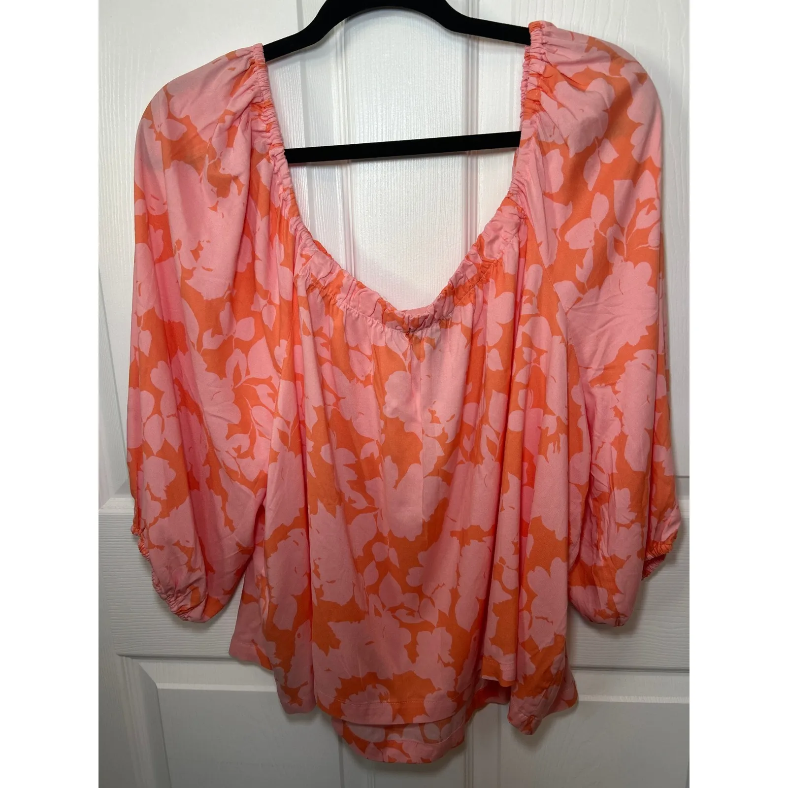 NWT Sanctuary Pink Floral‎ Top Square Neck Bohemian Puff Sleeves Size 3XL - Image 3