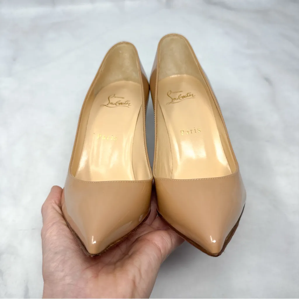 Christian Louboutin Pigalle Follies 100 Pointed Toe Pumps Stiletto Heels Nude 37 - Image 6