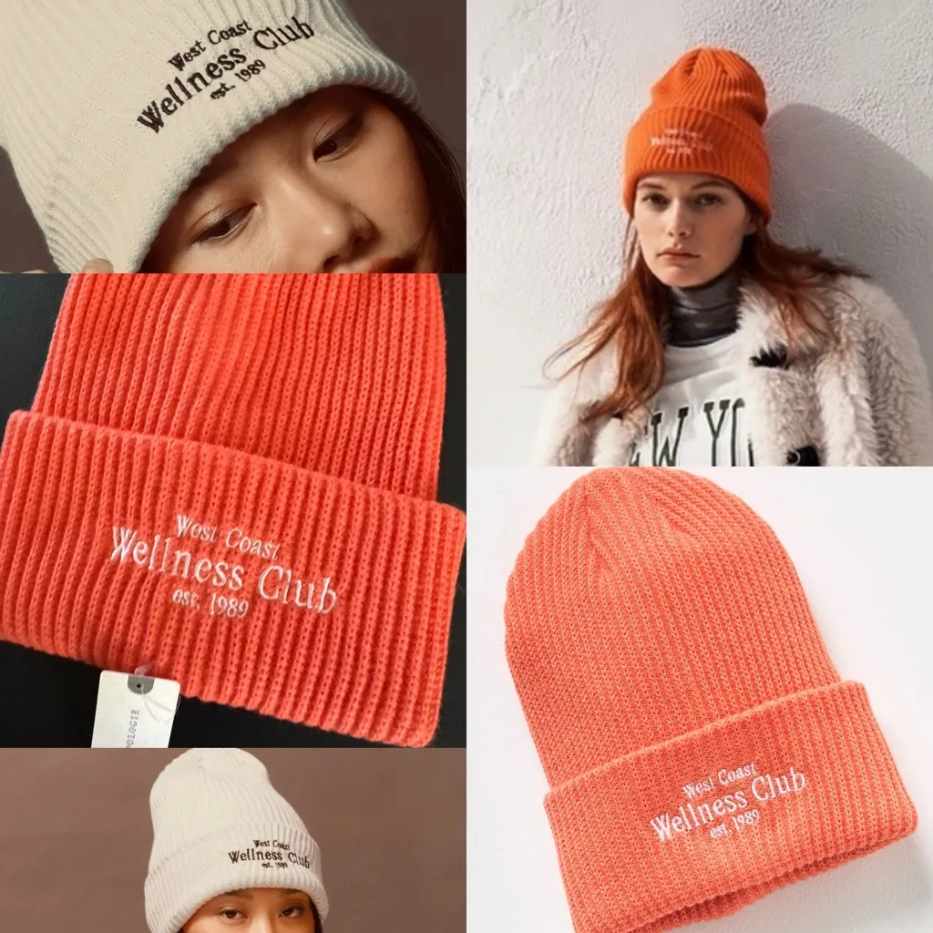 NWT Daily Practice by Anthropologie Sport Club Ribbed Beanie coral 1989 - Image 2