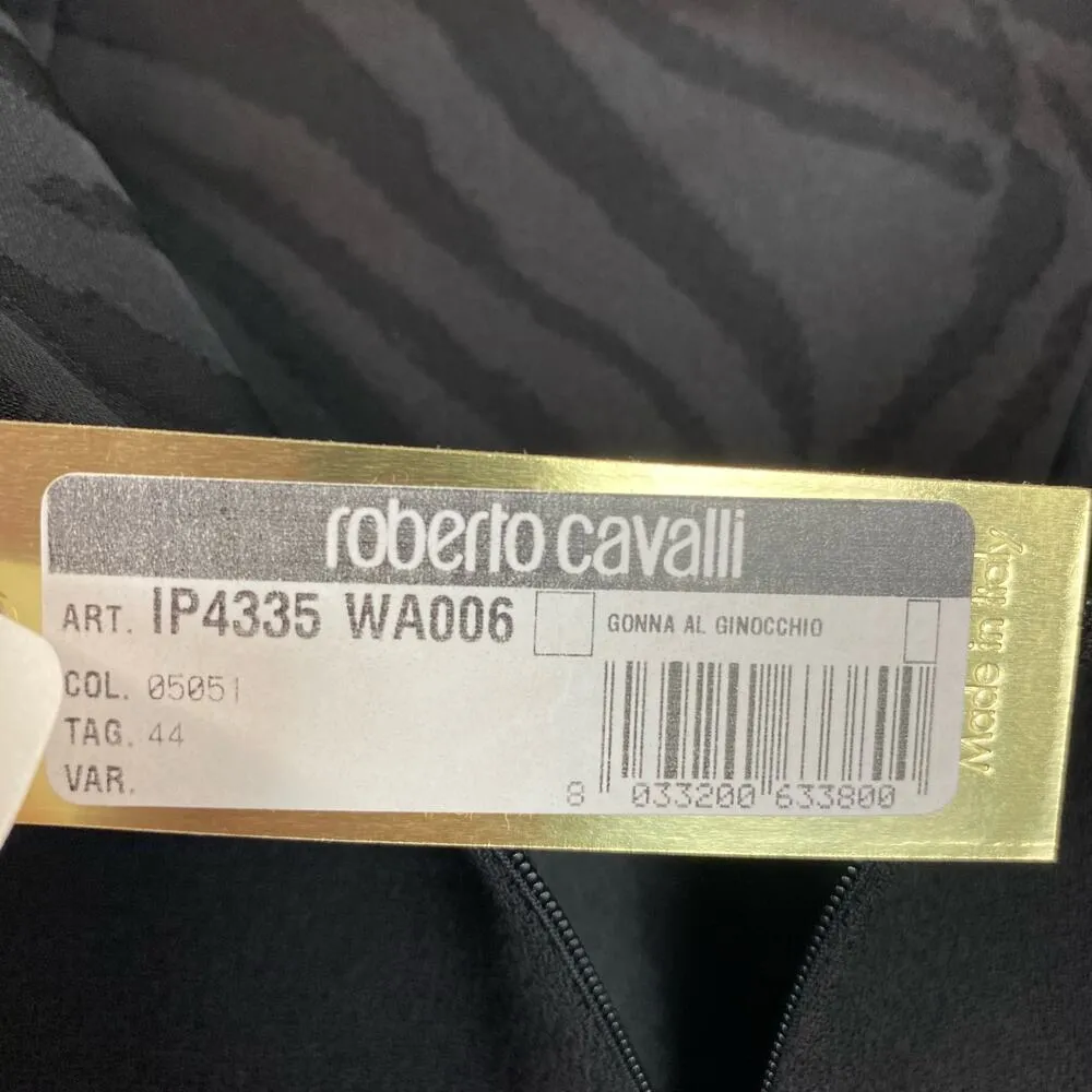 Roberto Cavalli Black Wool Midi High Waisted Pencil Skirt Size 44/8 $1015 Career - Image 11