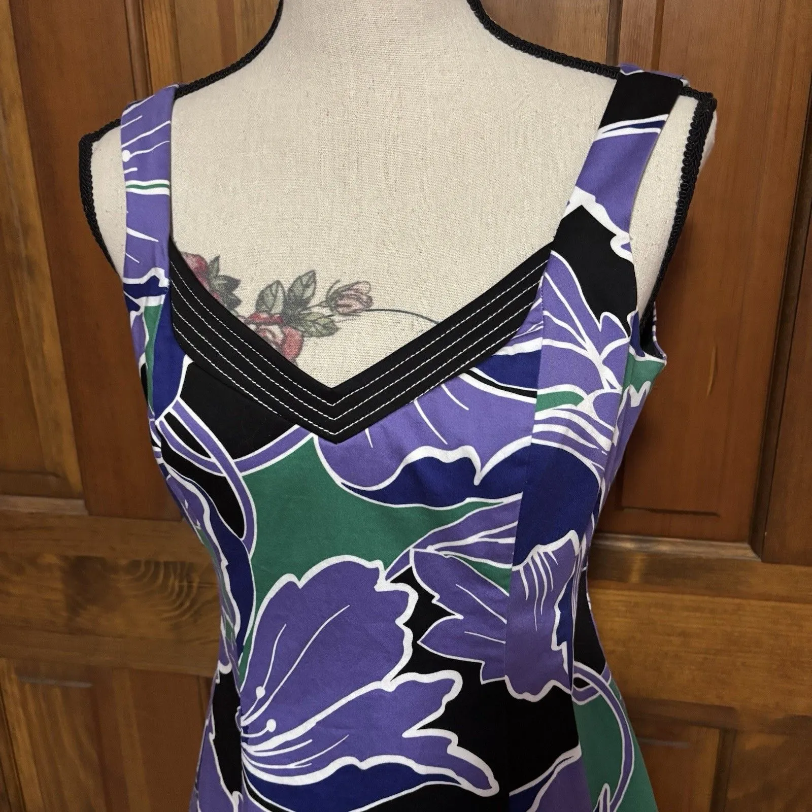 Nine West Purple Green Floral Dress Women’s Size 4 Party Wedding Holiday NYE - Image 3