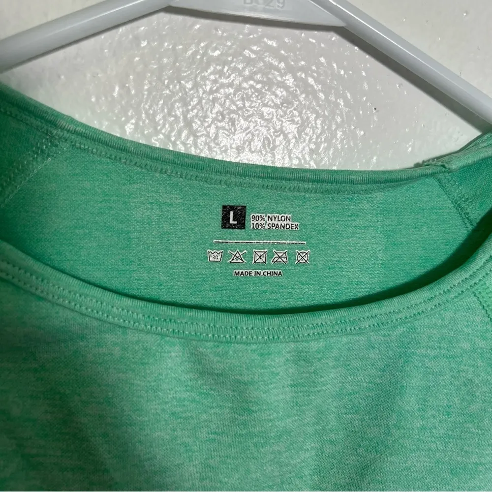 Crew Neck Yoga Cropped Top Mint Green L Size L - Image 6