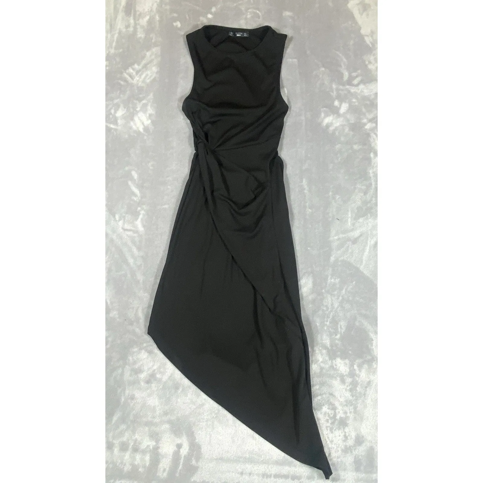 Bershka Black Asymmetric Dress‎ Small Sophisticated Cut Out Whimsy Goth Sexy - Image 2