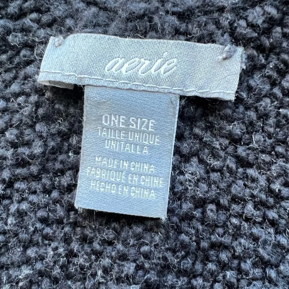 Aerie black and white striped fringed kimono poncho - Image 4