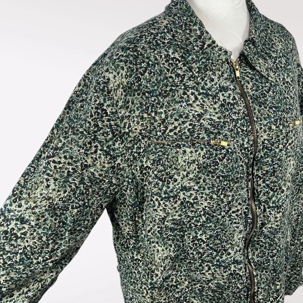 Kathie Lee Woman Zip Front Jacket Green Black Speckled 14W 16W - Image 7