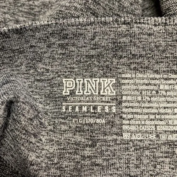 PINK Victoria's Secret Leggings‎ Womens Large Gray Seamless High Waist Workout - Image 4