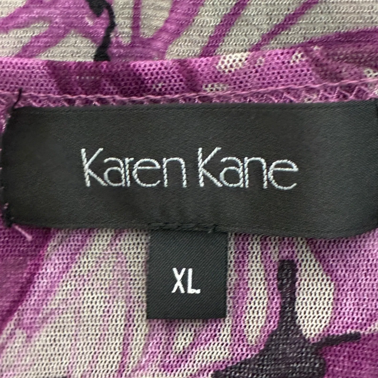 Karen Kane Women's XL Long Sleeve V Neck Wrap Front Floral Print Top Y2K - Image 6