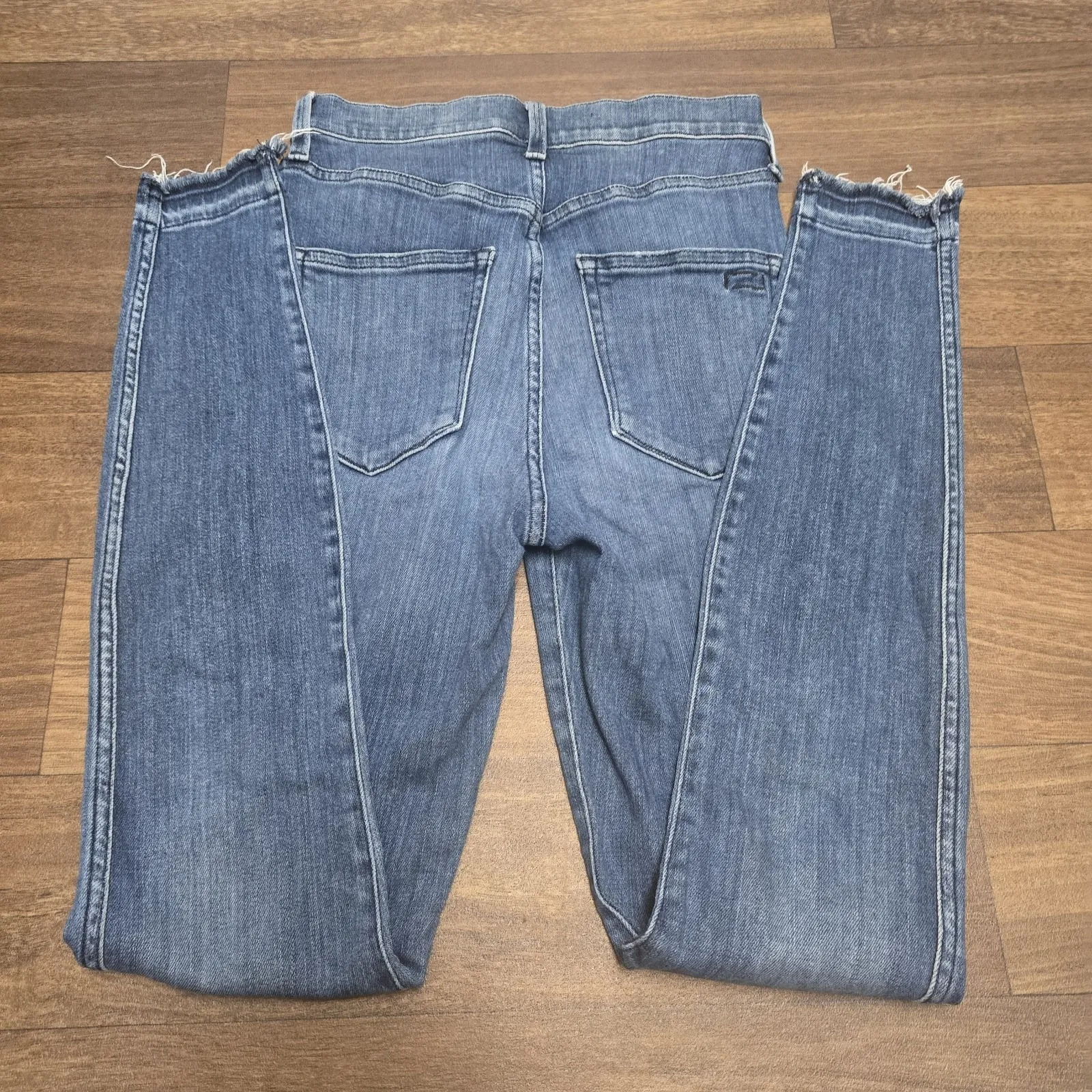 AYR The Riser High Waist Stretch Womens Jeans Denim Raw Hem Medium Wash 26x32 - Image 3