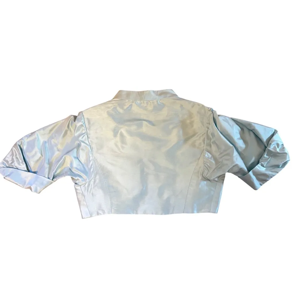 $1400 Marisa Baratelli 4 6 Thai Silk Dress Gown Maxi Skirt Set Sky Blue Formal - Image 10