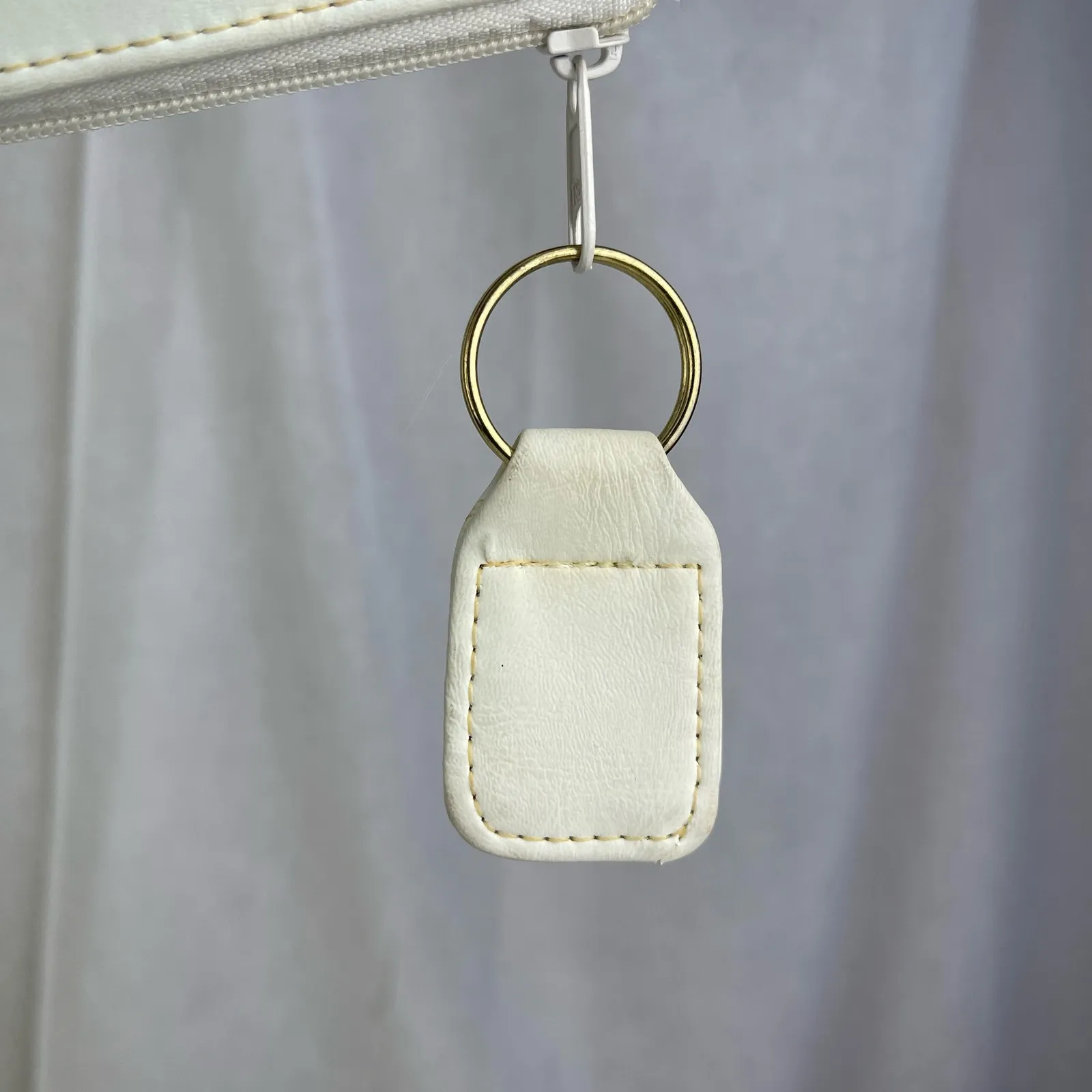 VTG 70s 80s White Leather Makeup Bag Travel Purse Coin Pouch Cosmetic Case - Image 6