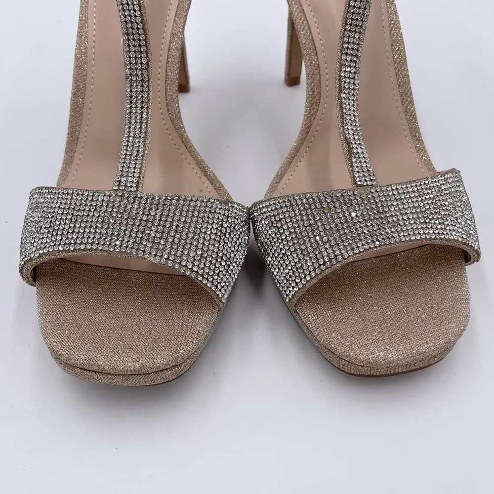 Kelly & Katie Conradd Platform Sandal Heels Size 8.5 Rhinestone Glitter Bridal - Image 4