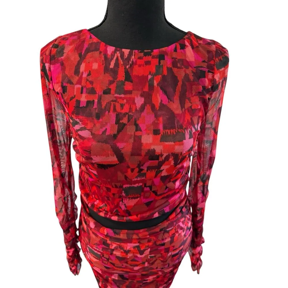 NWT! MISA Los Angeles Iselin Geo Print Mesh Body-Con Dress - Size Large - Image 11