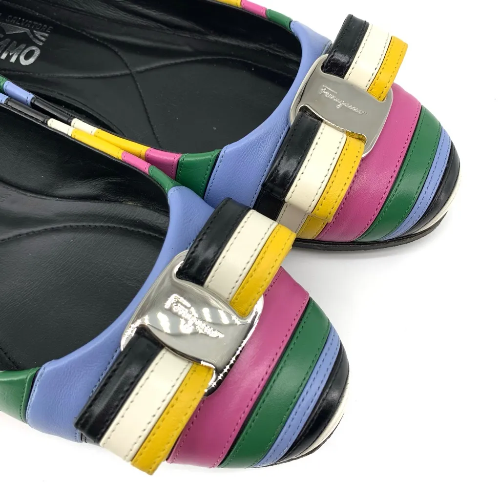 SALVATORE FERRAGAMO Varina Rainbow Stripe Flats 7 - Image 5