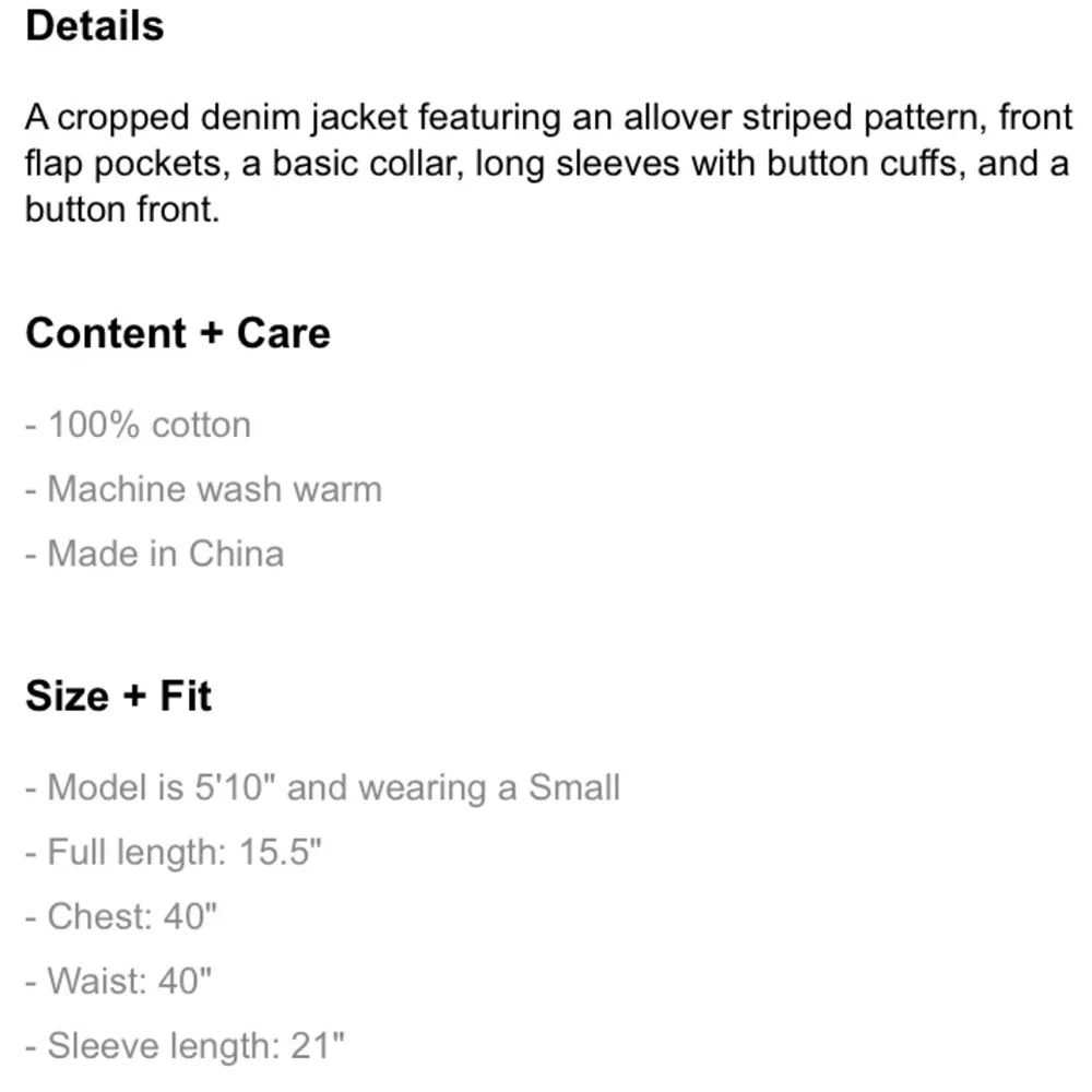 NWT White Pinstripe Striped Cropped Denim Jacket - Image 5