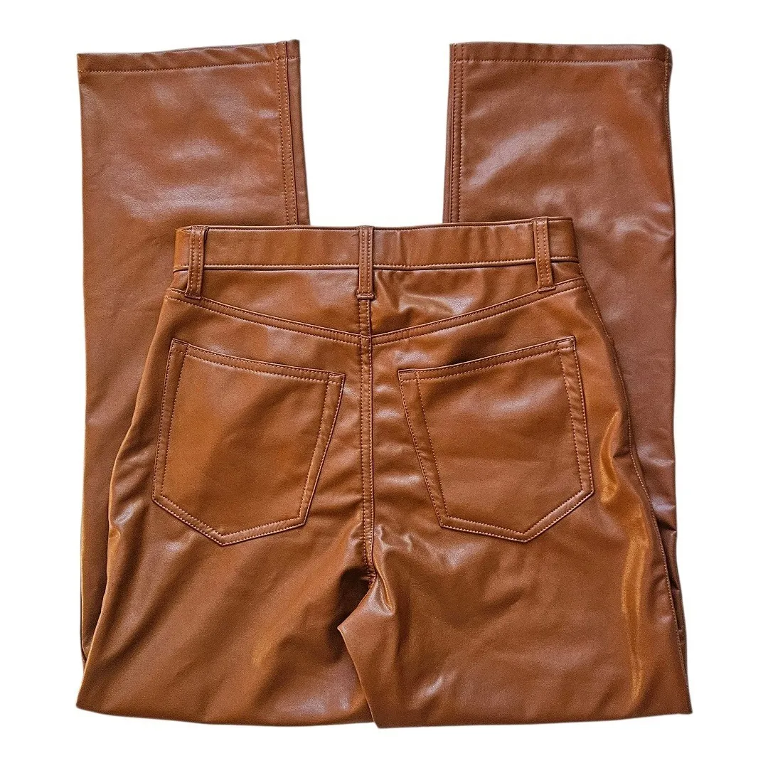 Abercrombie & Fitch‎ 90s Straight Vegan Leather High Rise Pants 28/6 Short - Image 4