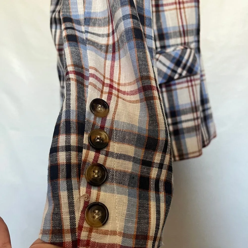 Gilli Plaid Women Blazer Sz S Preppy One Button Academia Checkered Soft Girl Y2K Blue - Image 6