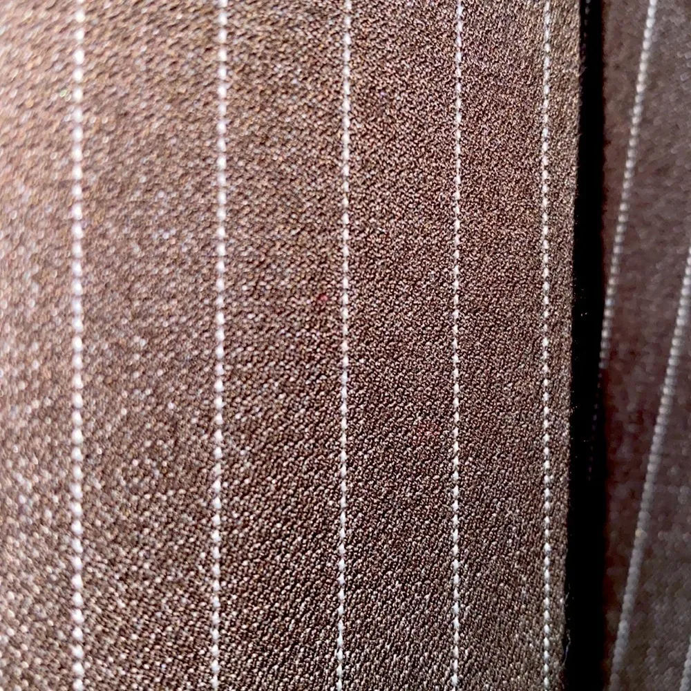 Tahari Brown and white pinstripe poly/ rayon trouser/ pants. Lined. Size 10. - Image 3