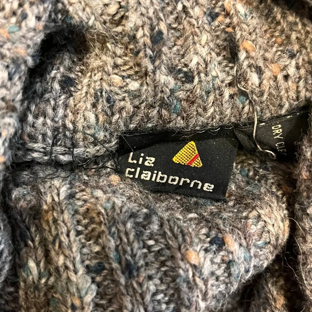 VTG Liz Claiborne Turtleneck Sweater Argyle Cozy Retro Chunky Y2K 80s Preppy M - Image 8