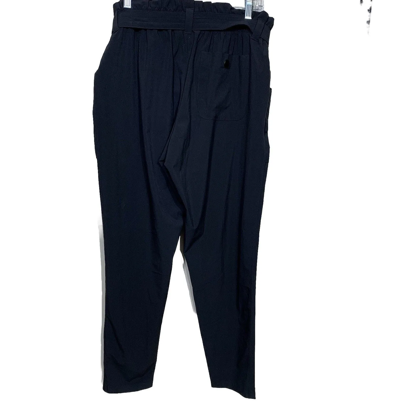 Athleta Women’s Paperbag Waist Pants Size 8 Black Tie Belt Tapered Fit Inseam 28 - Image 9