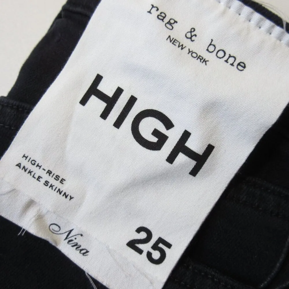 NWT Rag & Bone Nina High Rise Ankle Skinny in Roswell w/ Holes Stretch Jeans 25 - Image 9