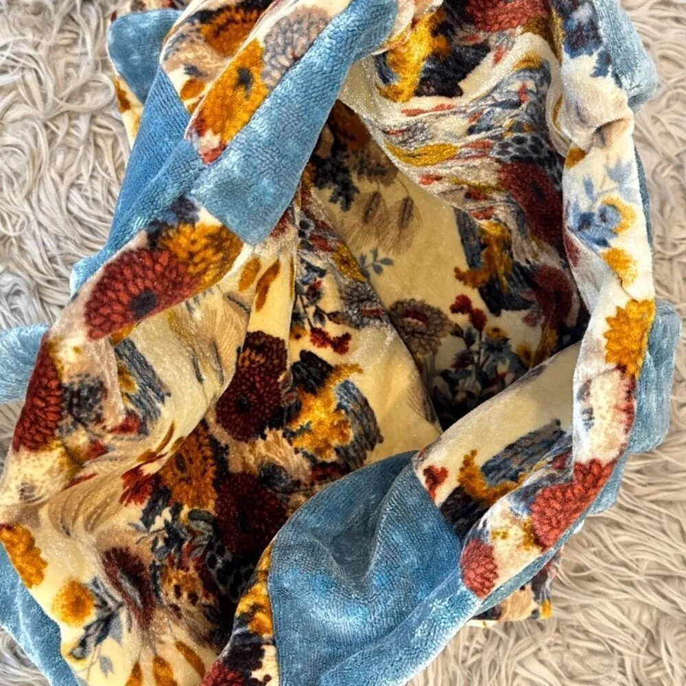 Vintage 1970s terry cloth handmade bag Blue - Image 2