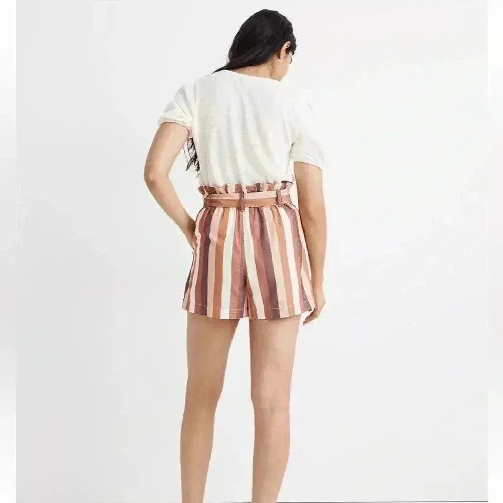 Madewell Paperbag Shorts in Rainbow Stripe Sz 2 - Image 3
