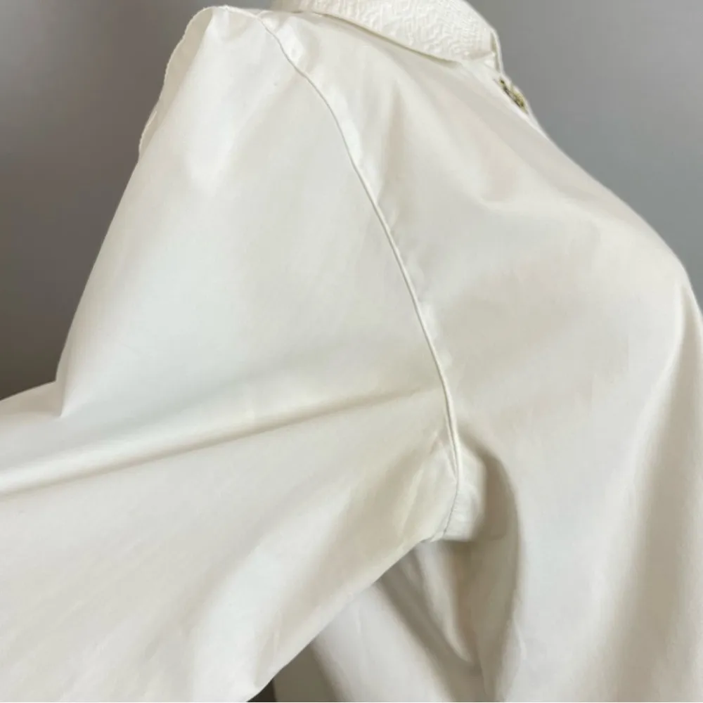 Vintage Embroidered Shirt Emblem Long Sleeve Women Size 10 Pointed Collar Office - Image 7