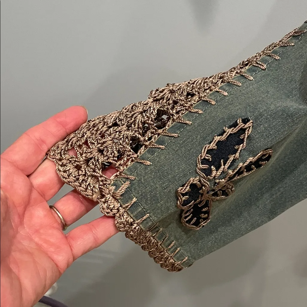 Embroidered Denim button up western style shirt Blue - Image 2