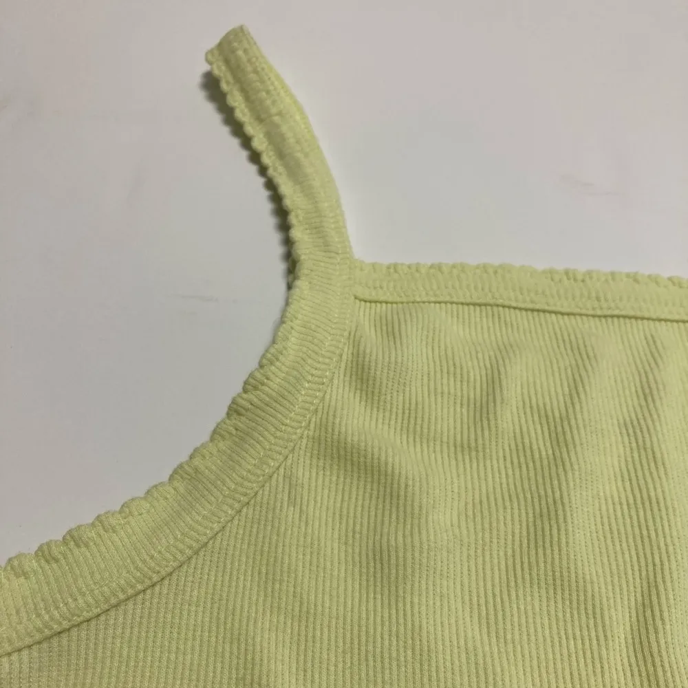Nordstrom BP Neon Soft Yellow Picot Trim Cotton Blend Rib Bodysuit - Image 3