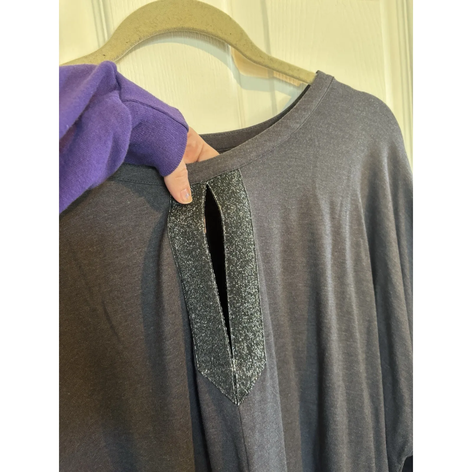 J Jill Dark Grey Sparkle Keyhole Knit Tunic Size 2X Minimal Classic Casual Comfy Gray - Image 4