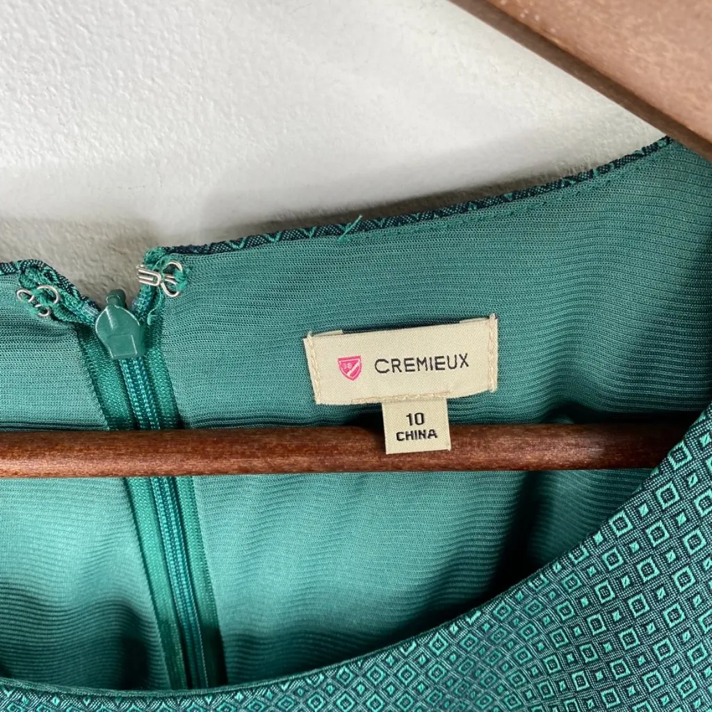 Cremieux Teal Jacquard Navy Sheath Dress Size 10 - Image 2