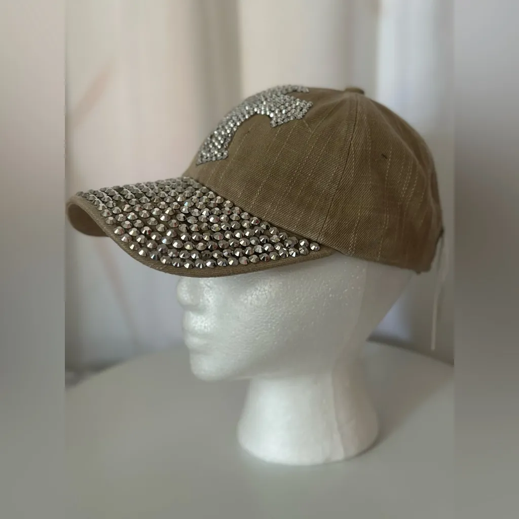 Something Special Brown Rhinestone Embellished Women's Baseball Hat (896) Tan - Image 3