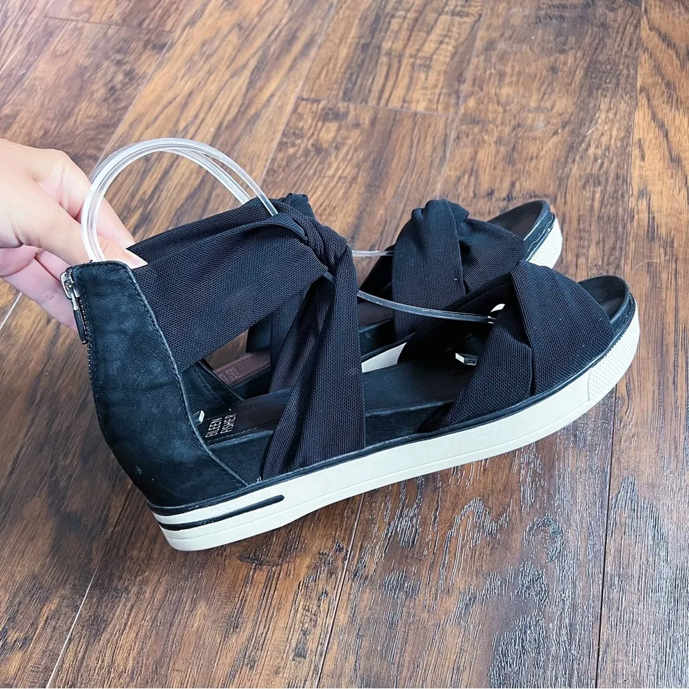 Eileen Fisher • Zanya Mesh Sneaker Sandal criss cross black sporty wedge - Image 7
