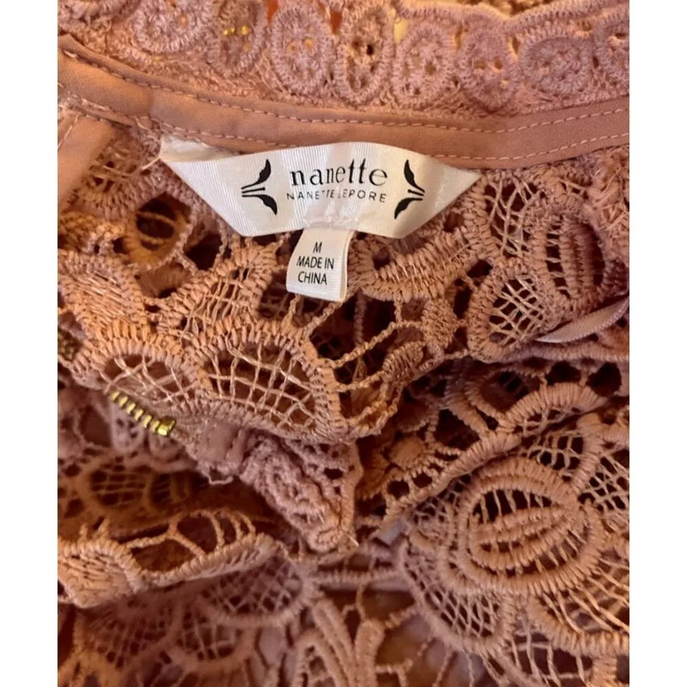 NANETTE Nanette Lepore Sleeveless Pink Lace Blouse Size Medium - Image 6