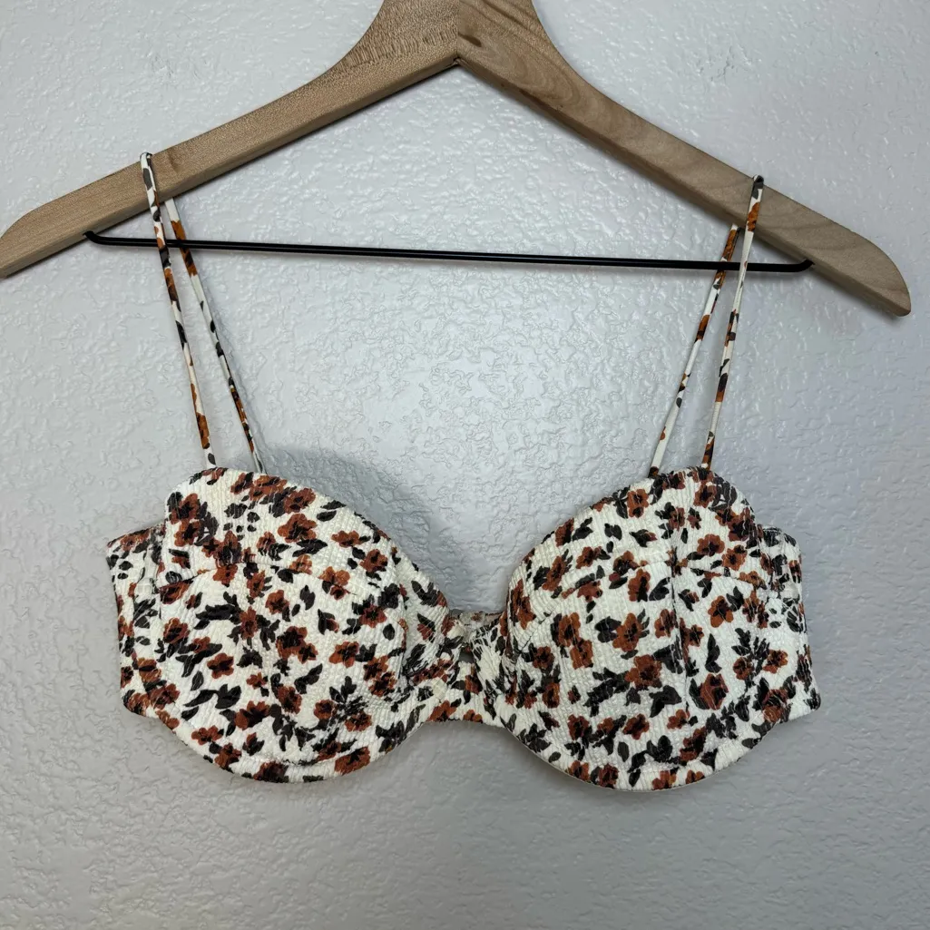 Wanderlust Elce Swim Belle Bracup Bikini Top Large Ditsy Floral White $110 - Image 7
