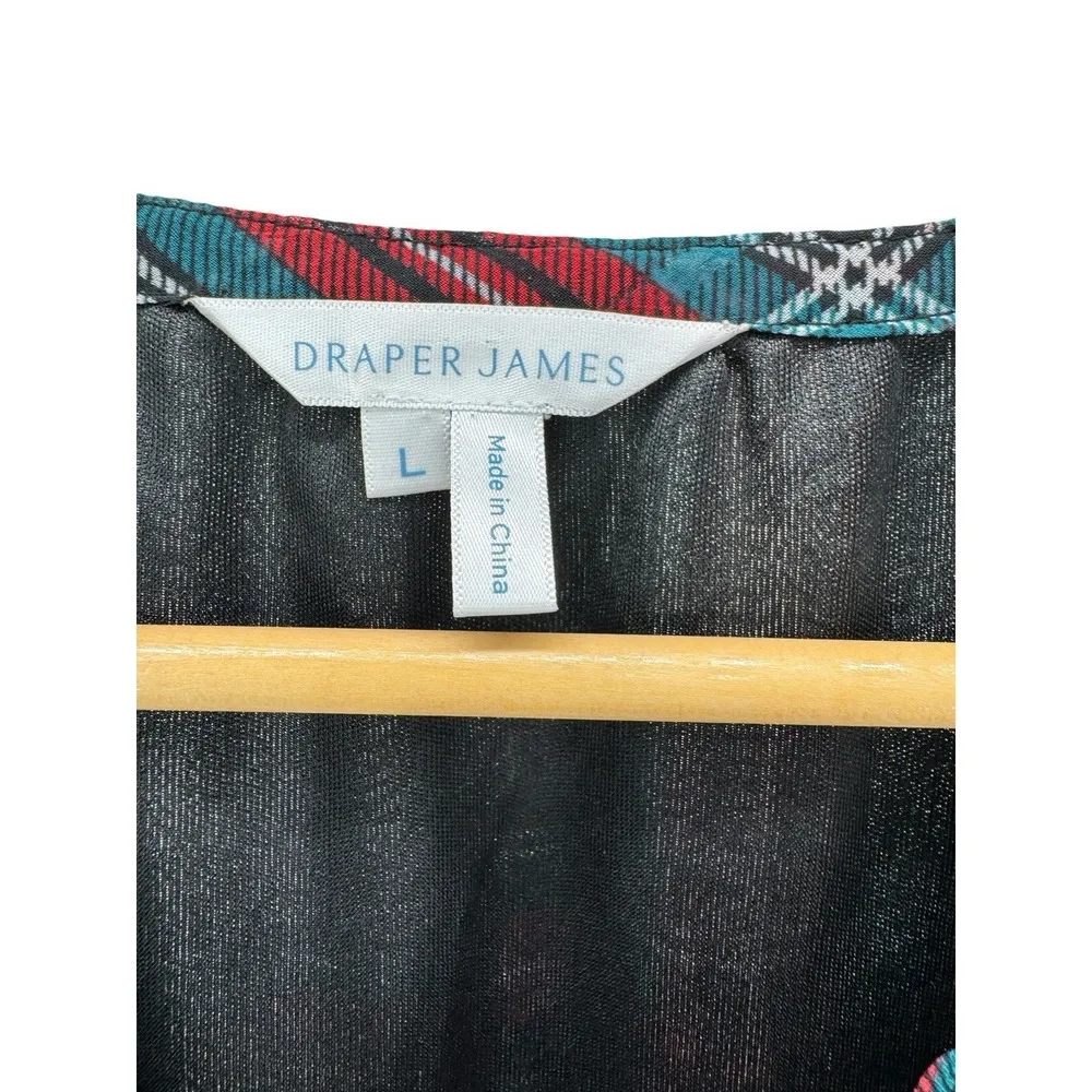 Draper James Plaid Tie Neck Ruffle Hem Dress Size Large Sheer Long Sleeve Preppy - Image 4