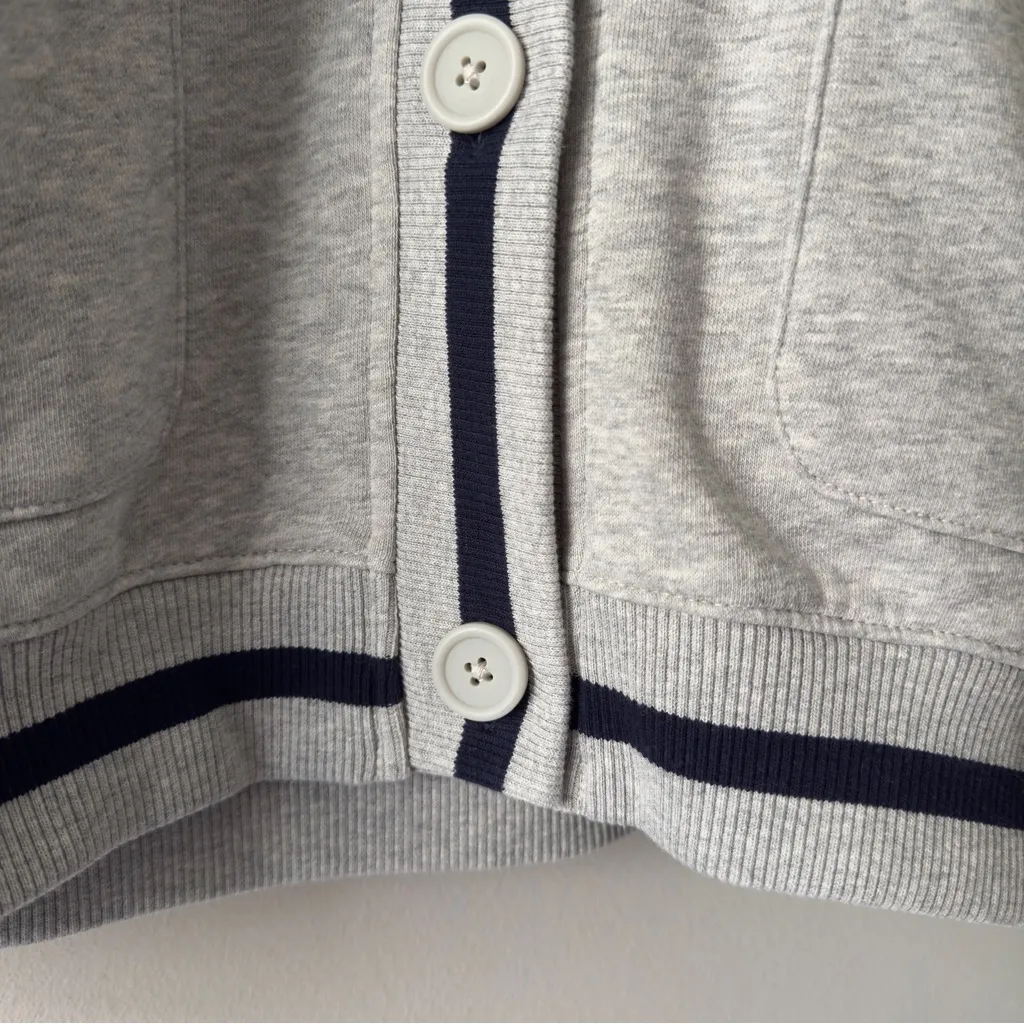 Gap Vintage Soft Oversized Cardigan Gray Sweater Navy Trim Button Down Cozy NWT - Image 9