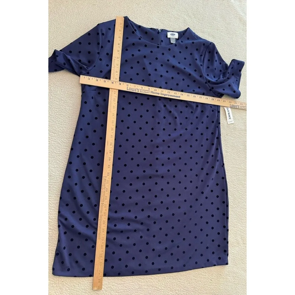 Women's Pullover  Dress Navy Blue Tonal Dot Large NEW Short Sleeve G8 - Image 6