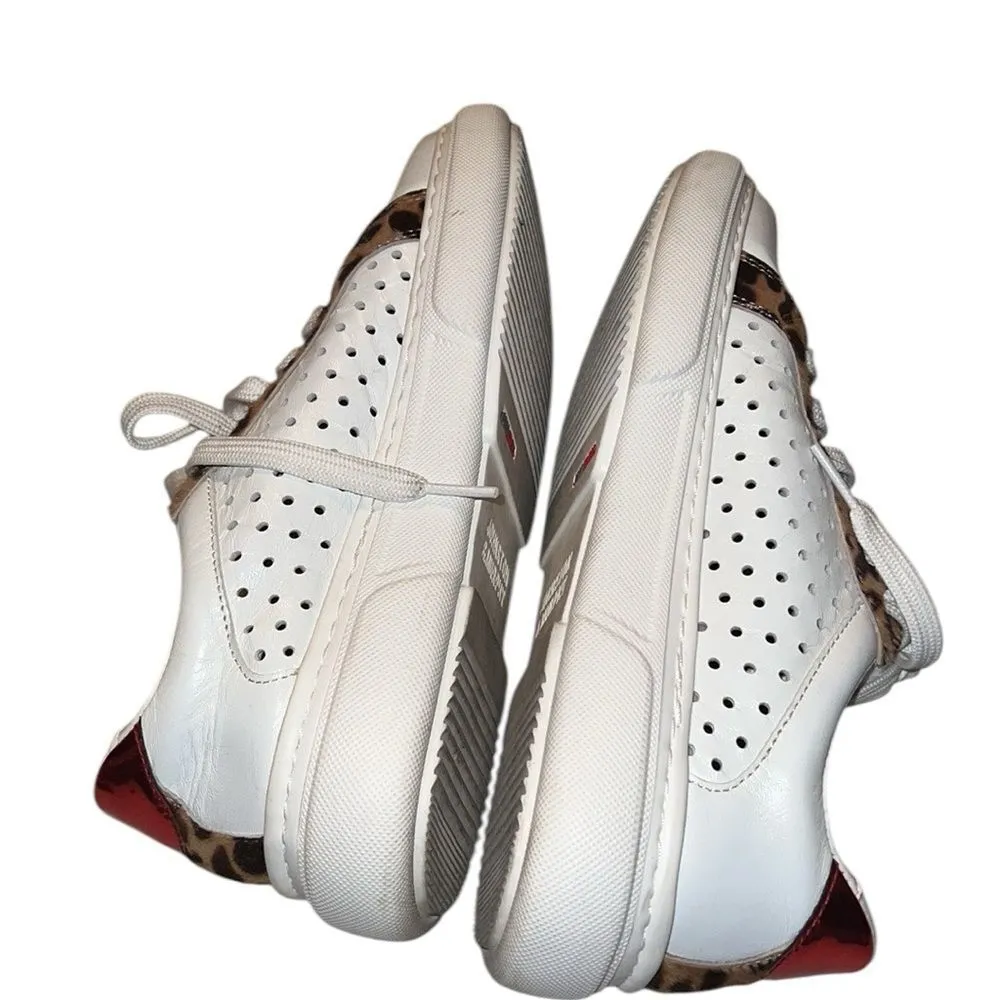Johnston & Murphy Women's White and Leopard Print Sneakers Size 7 M - Image 2
