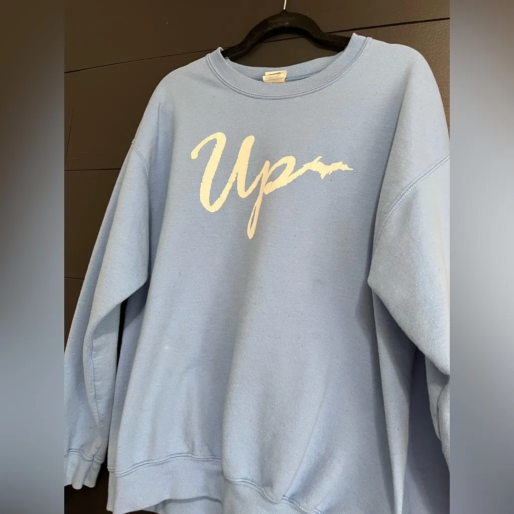UP Upper Peninsula Michigan Soft Blue Pullover Crewneck Sweatshirt Unisex L EUC Size L - Image 2