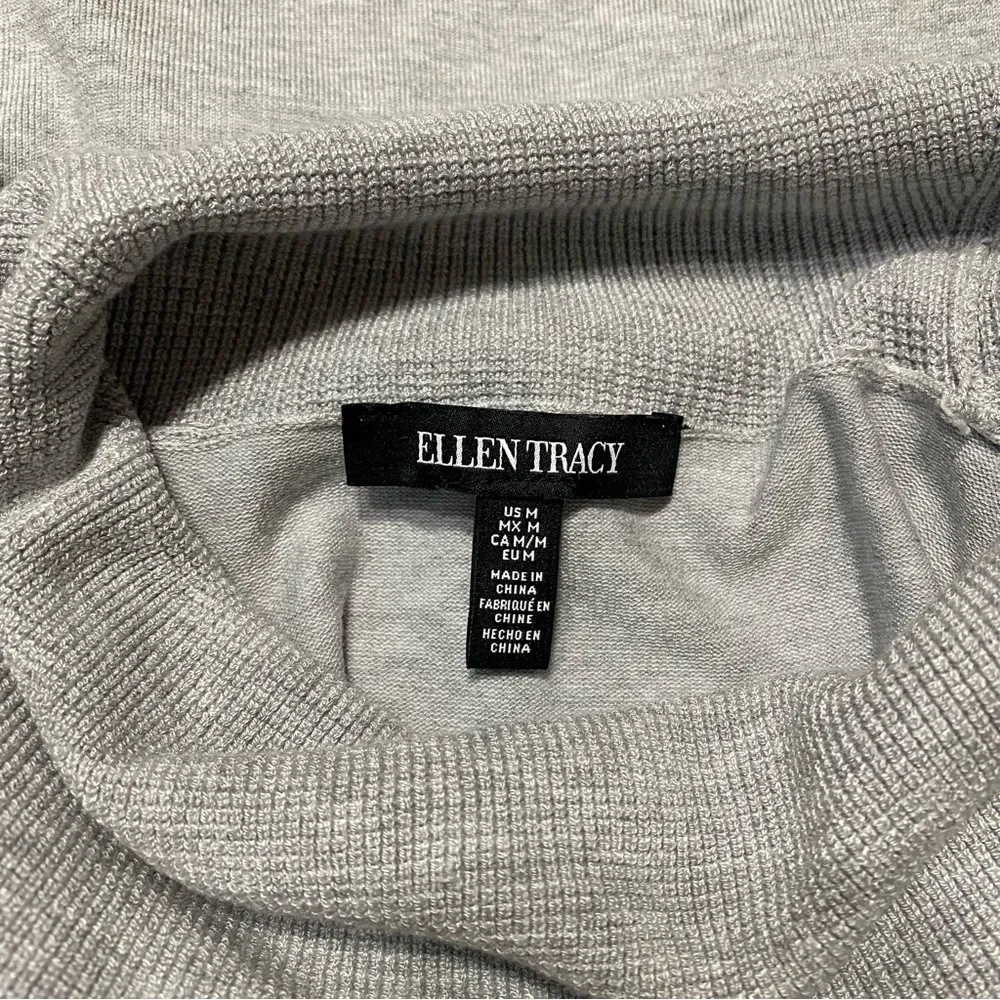 Ellen Tracy Light Gray Cowl Neck Knit Pullover Sweater Women’s Medium - Image 3