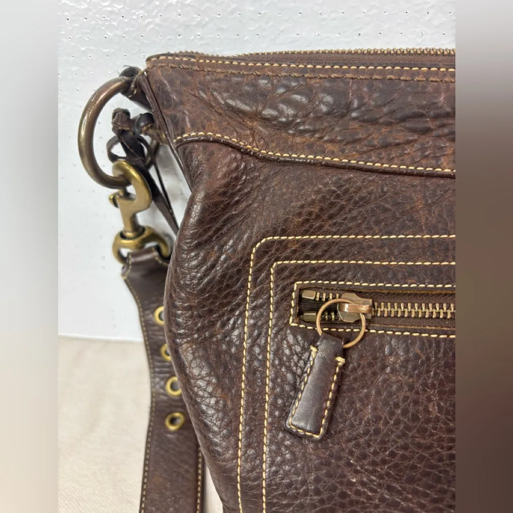 Coach Chelsea Lace Duffle Crossbody Dark Brown Grommet Leather Bag - Image 13