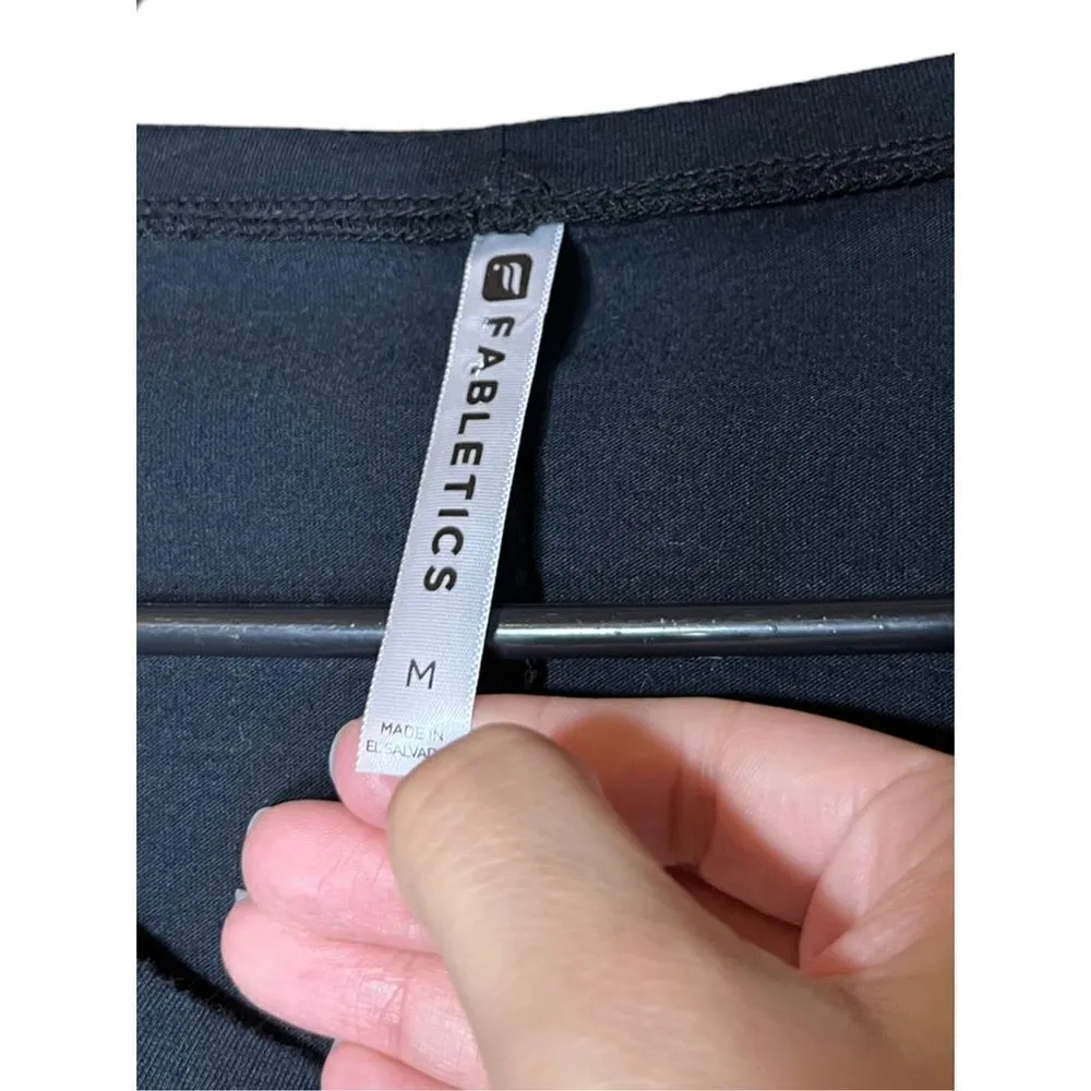 Fabletics Tie Front Athletic Long Sleeve Black T Shirt Size Medium‎ - Image 4