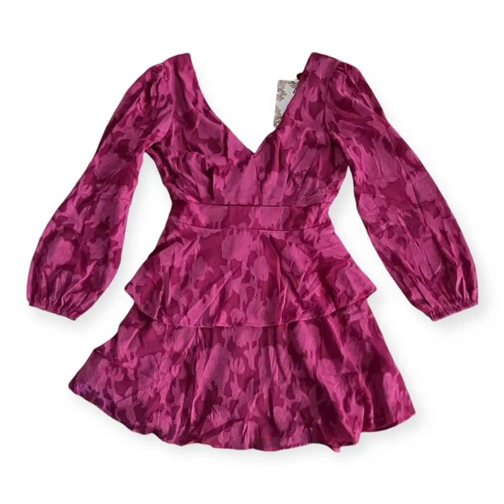 Band of the free Womens “KISS ME FUCHSIA PEPLUM MINI DRESS” - Image 3