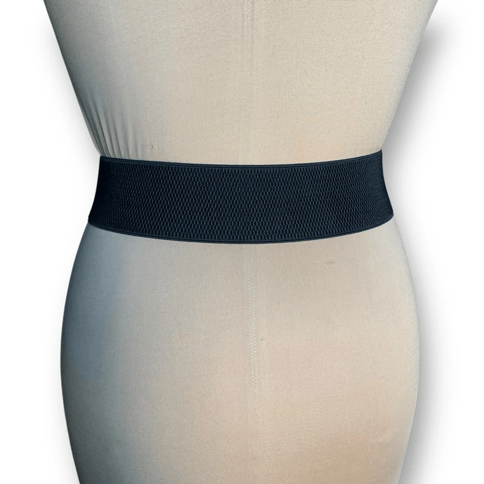 Deadstock Y2K Yik Fung Black Leather Stretch Waist Belt Chains NWT Statement - Image 4