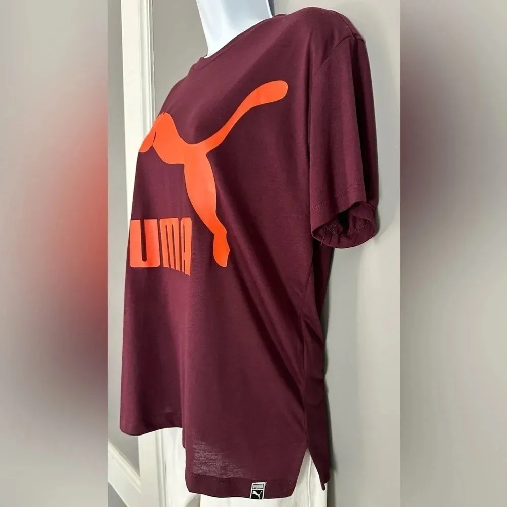 Puma Women's Printed Round Neck Maroon T-Shirt (488) - Image 6