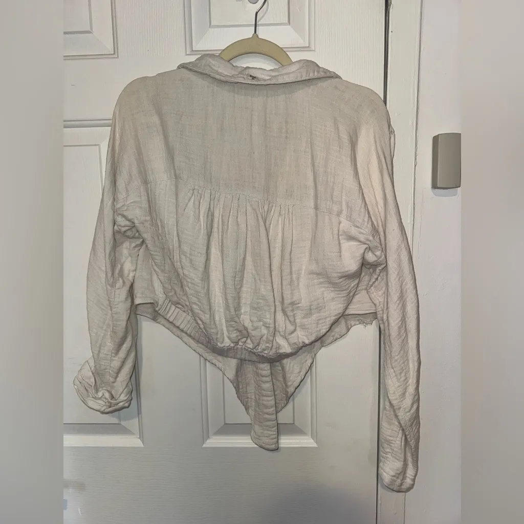 Billabong Cream Tie-Front Button-Down Shirt - Image 3