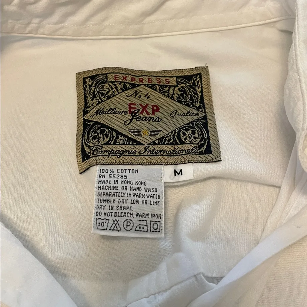 Vintage Campagnie Internationale Express Embroidered Penguin Button Down, Medium White - Image 8